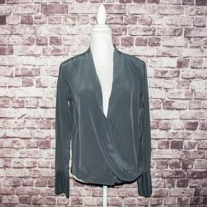 Lareida Women's 100% Silk Draped Wrap ALAIA Blouse Gray size 36
